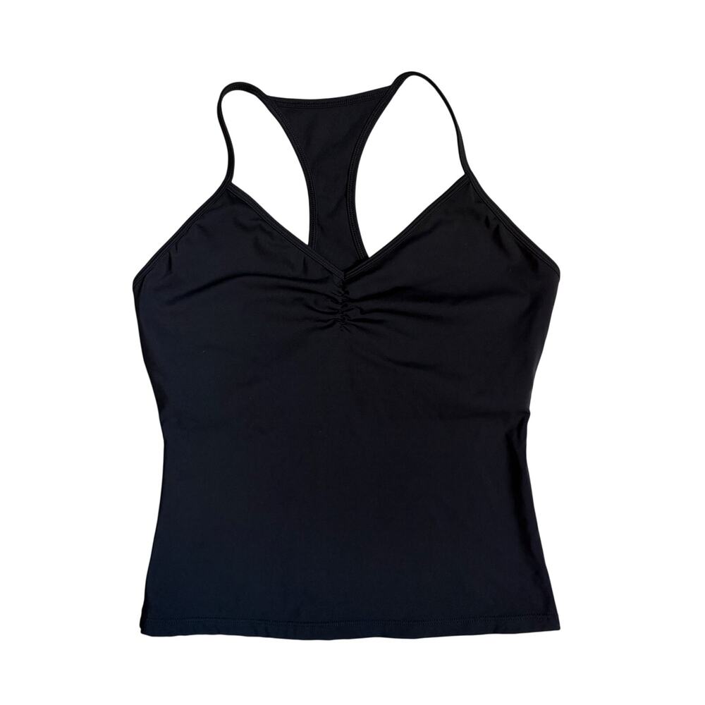 Adanola Ultimate Ruched Stretch-Jersey Tank Top (Black) - Medium